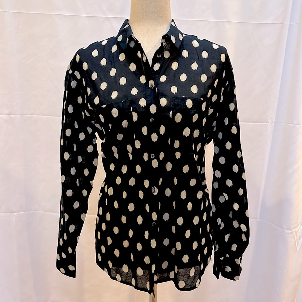 Navy and cream ikat cotton voile J.Crew button down